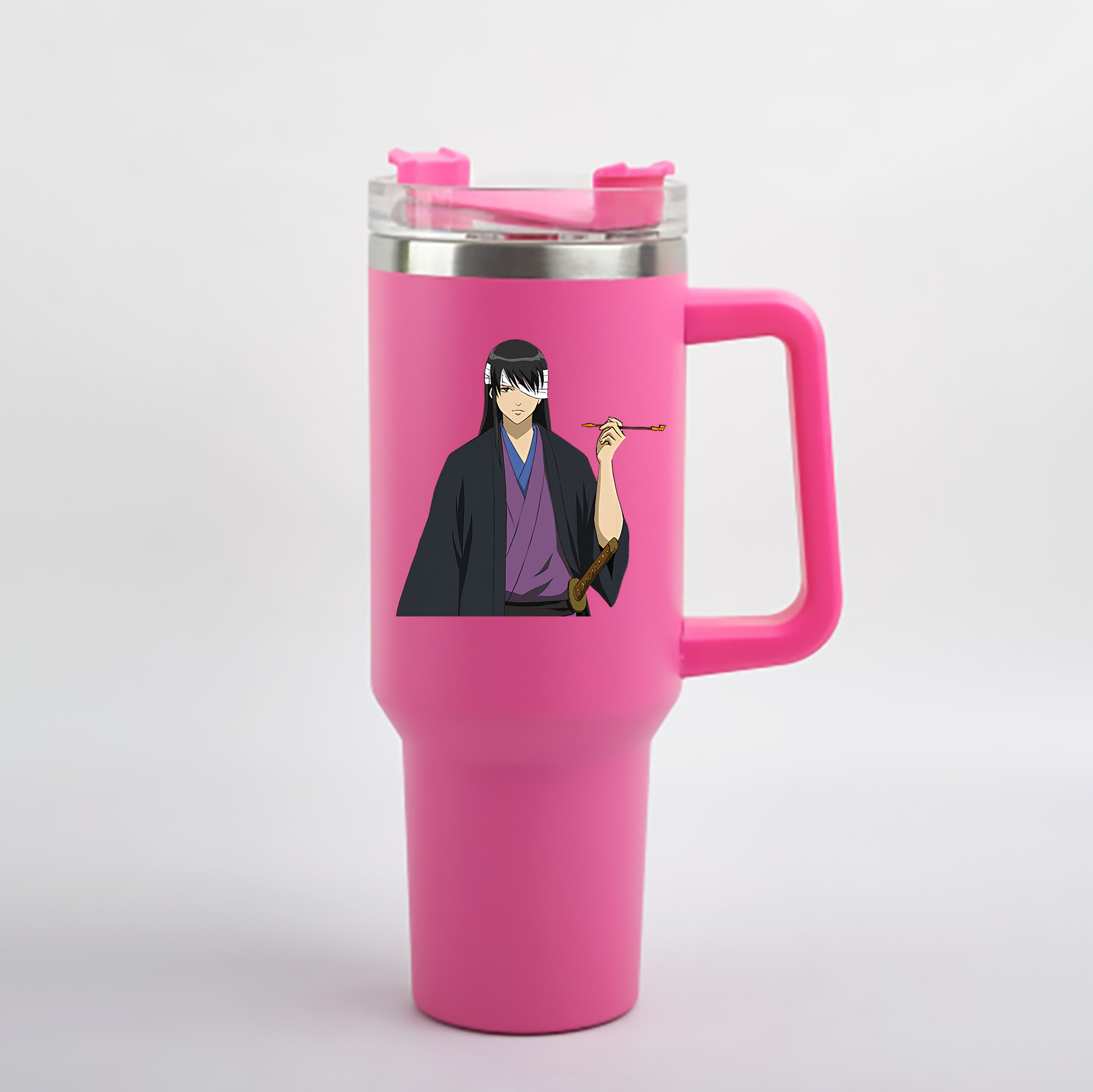 （画像用） ぎんたま 坂田銀時（さかたぎんとき） 神楽 志村新八（しむら しんぱち） GINTAMA Sakata Gintoki Kagura Shimura Shinpachi 1200mL車用タンブラー - クリスタルステッカー（プラスチックストロー付き）